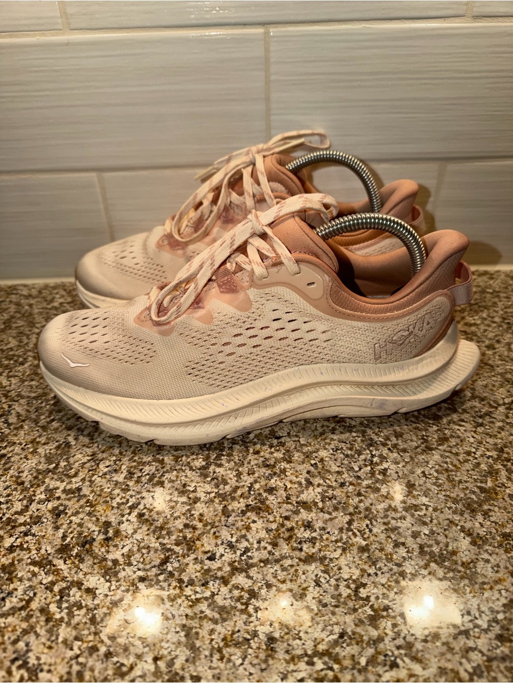Hoka Women's Running Shoes — Pale Pink / Cream Lightweight Trainer